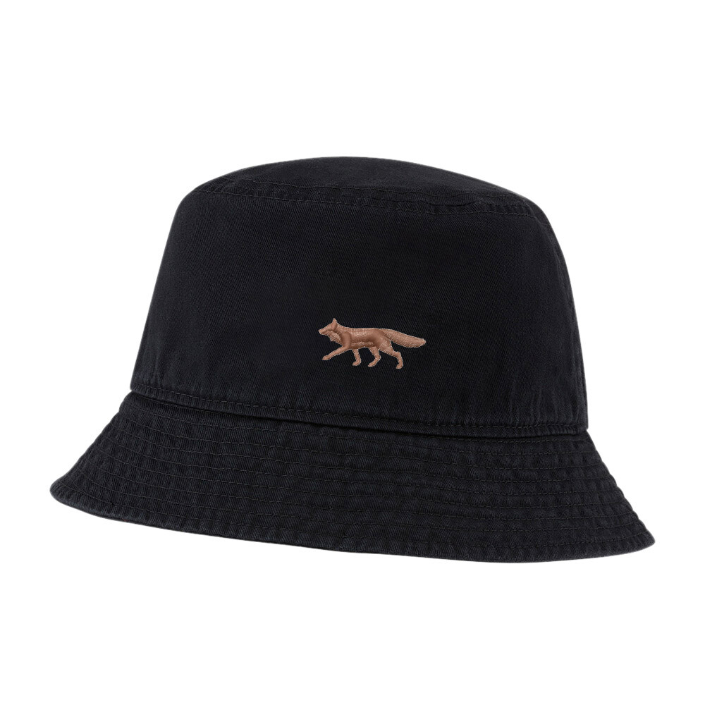 Men Women Fox Embroidered Cotton Bucket Hat Unisex Casual Washed Design
