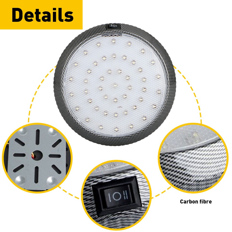 US Round Dome Roof Reading Ceiling Light Car Indoor Lamp For Trailer