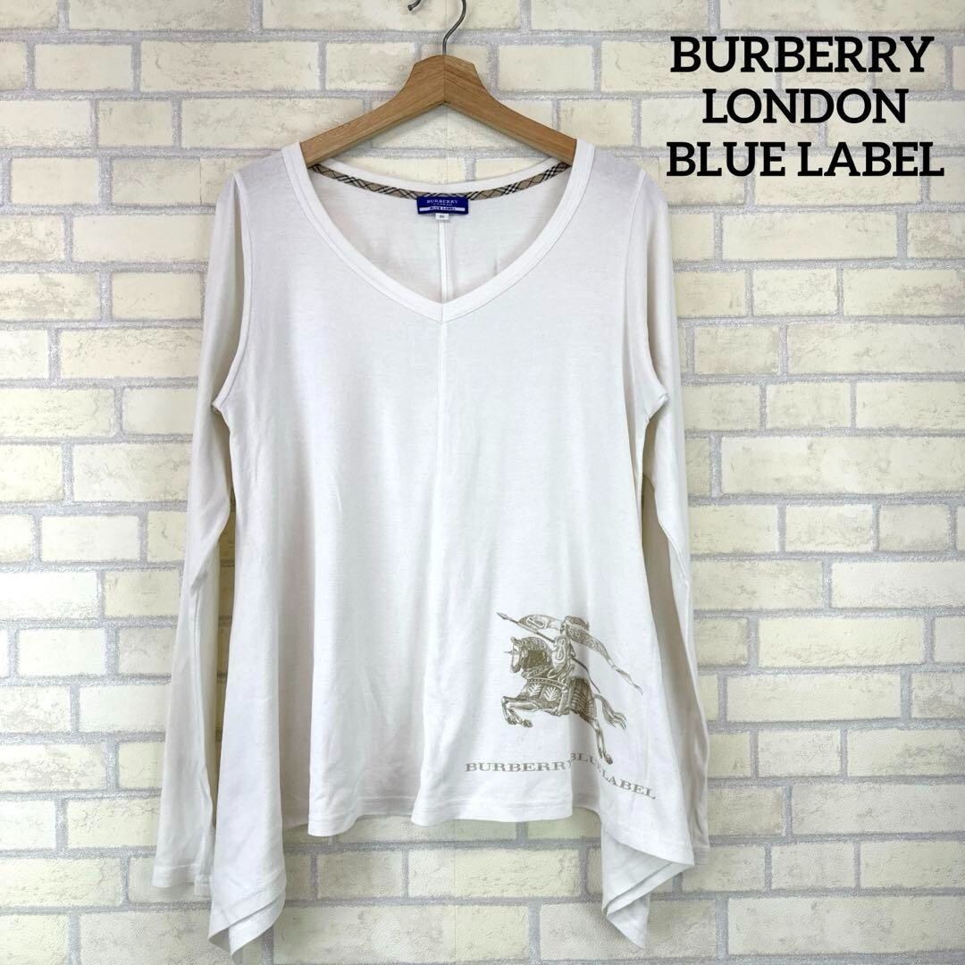 Burberry Long Sleeve Cut & Sewn T-shirt Flare White Logo Women Size 38/S-M Used