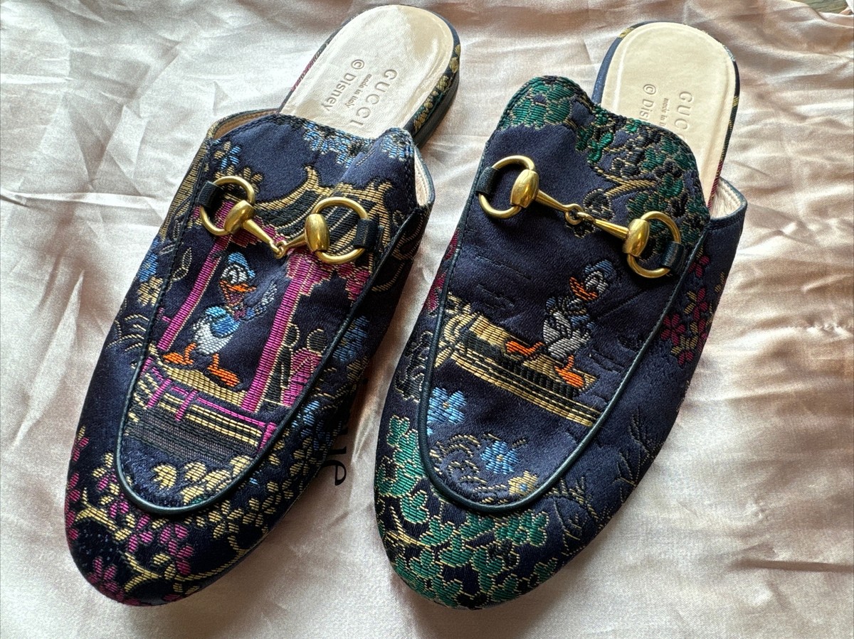 Gucci X Disney Shoe Princetown Loafer Slide Slipper Donald Duck  Jacquard