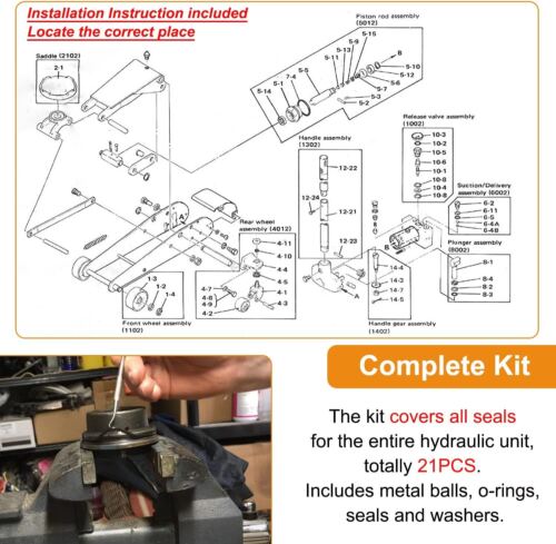 328.12160 Floor Jack Seal Replacement Kit for Sears Craftsman 2 Ton Floor Jack - Picture 4 of 10