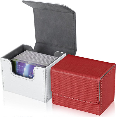 2 Boxes Leather Deck Card Boxes Large Size Fit 100 plus Sleeved Cards Deck Game