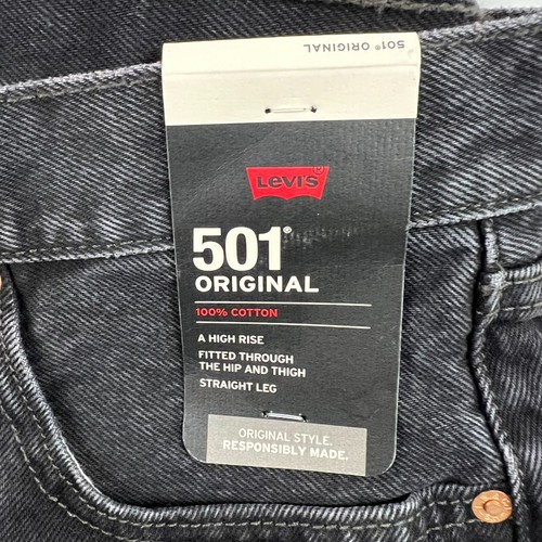 Levi's Premium Women 501 Original Fit High Rise Chaps Jeans Black NWT - Picture 2 of 13