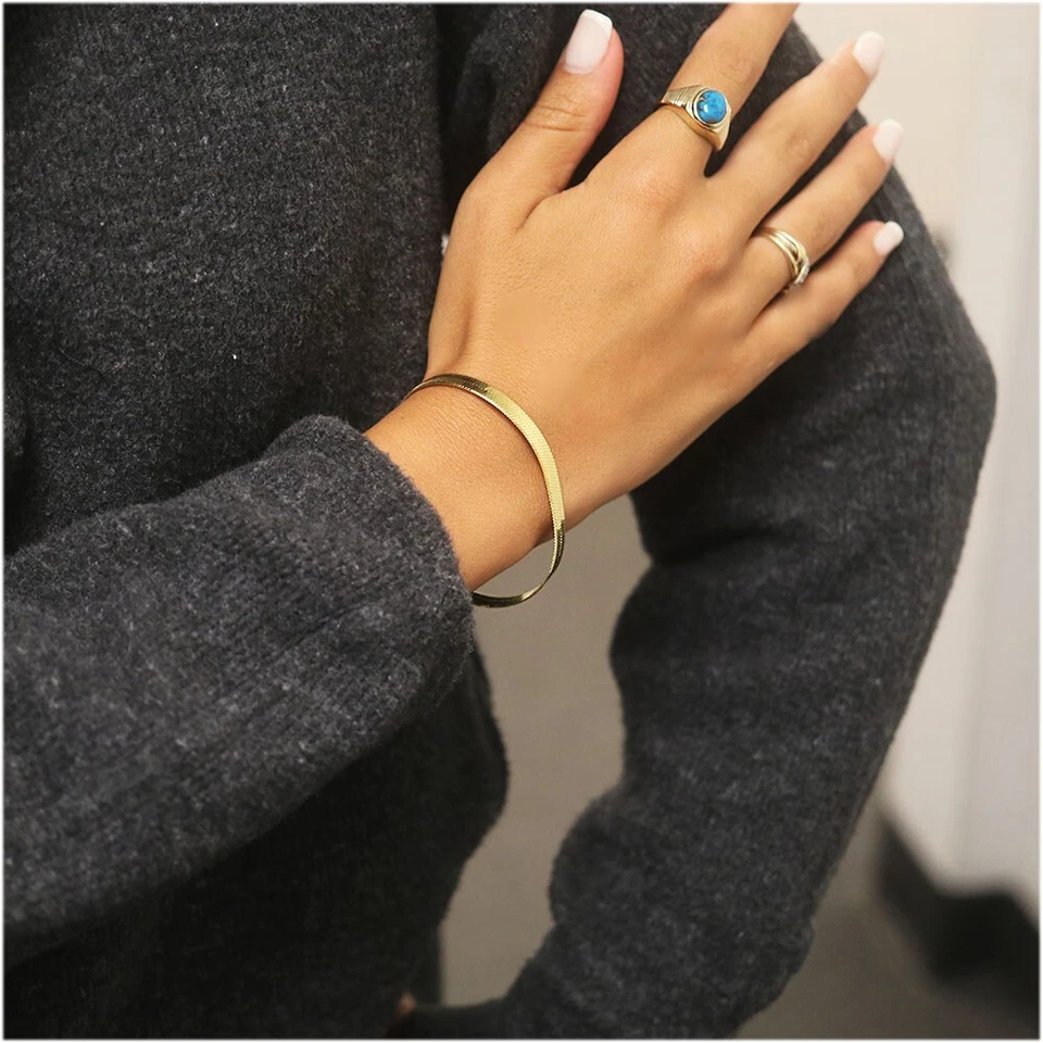 Brazalete de cadena de espiga de oro de 5 mm de plata de ley 925 hecho en Italia - 7" y 8" Foto 3 de 4