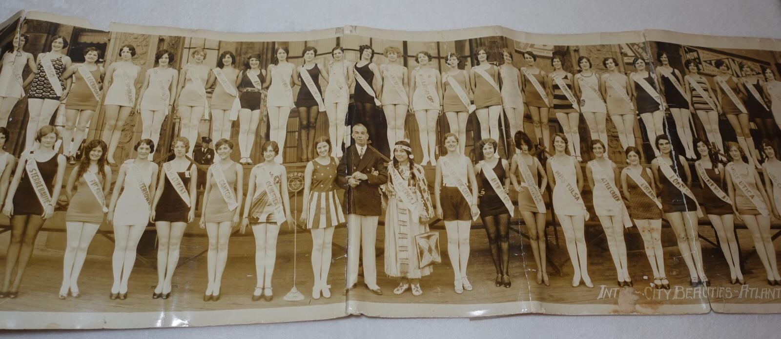 1927 Miss America Beauty Pageant Atlantic City 10x44 Panoramic Photo - Needs TLC