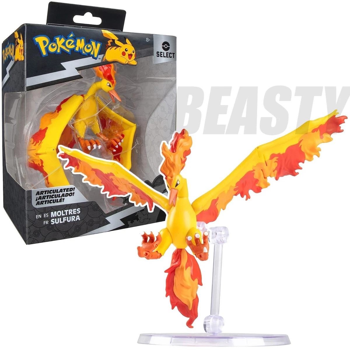 Pokémon 6 Moltres Articulated Battle Figure Toy with Display Stand - Officially Licensed - Collectible Pokemon Gift for Kids and Adults - Ages 8+ : Toys & Games