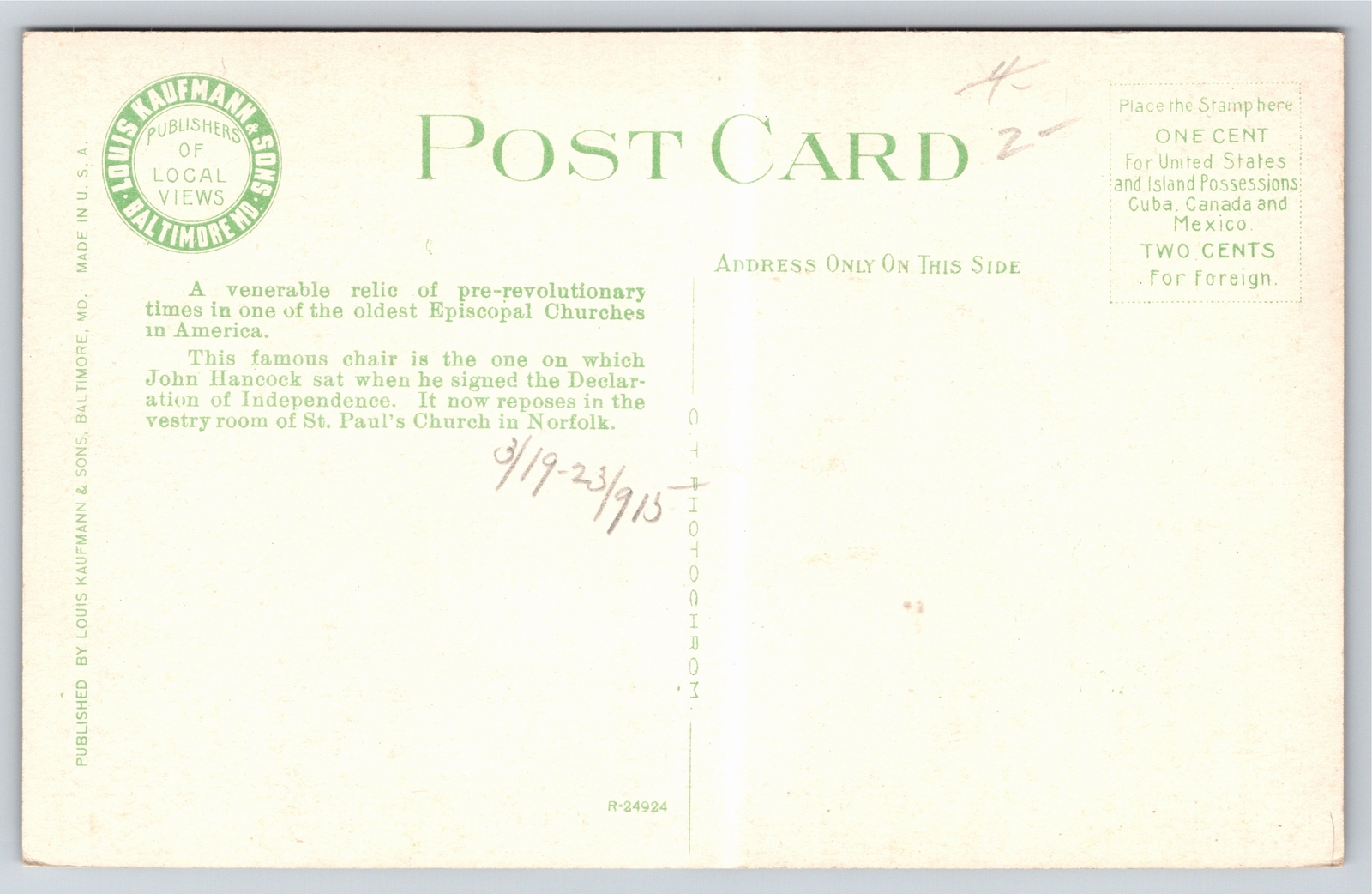 Norfolk VirginiaHistorical John Hancock Chair & Old St Pauls Church