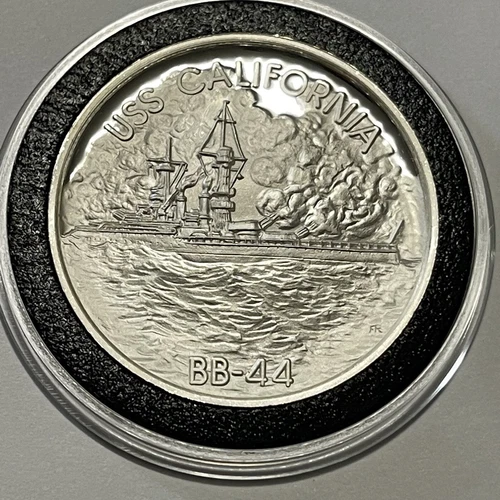 USS California BB-44 Pearl Harbor Vintage RARE Coin 1 Troy Oz .999 Fine Silver