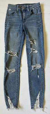 AMERICAN EAGLE - Ne(x) Level Stretch - Women's Distressed Jeans - Size 0 Long