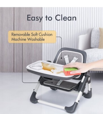 Kisdream Toddler Booster Seat, Tray Height Adjustable & 5 Point Harness
