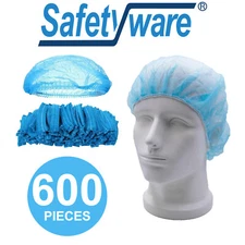 600pcs Non-Woven Disposable Bouffant Mob Cap Dustproof Hair Net Head Cover Bulk