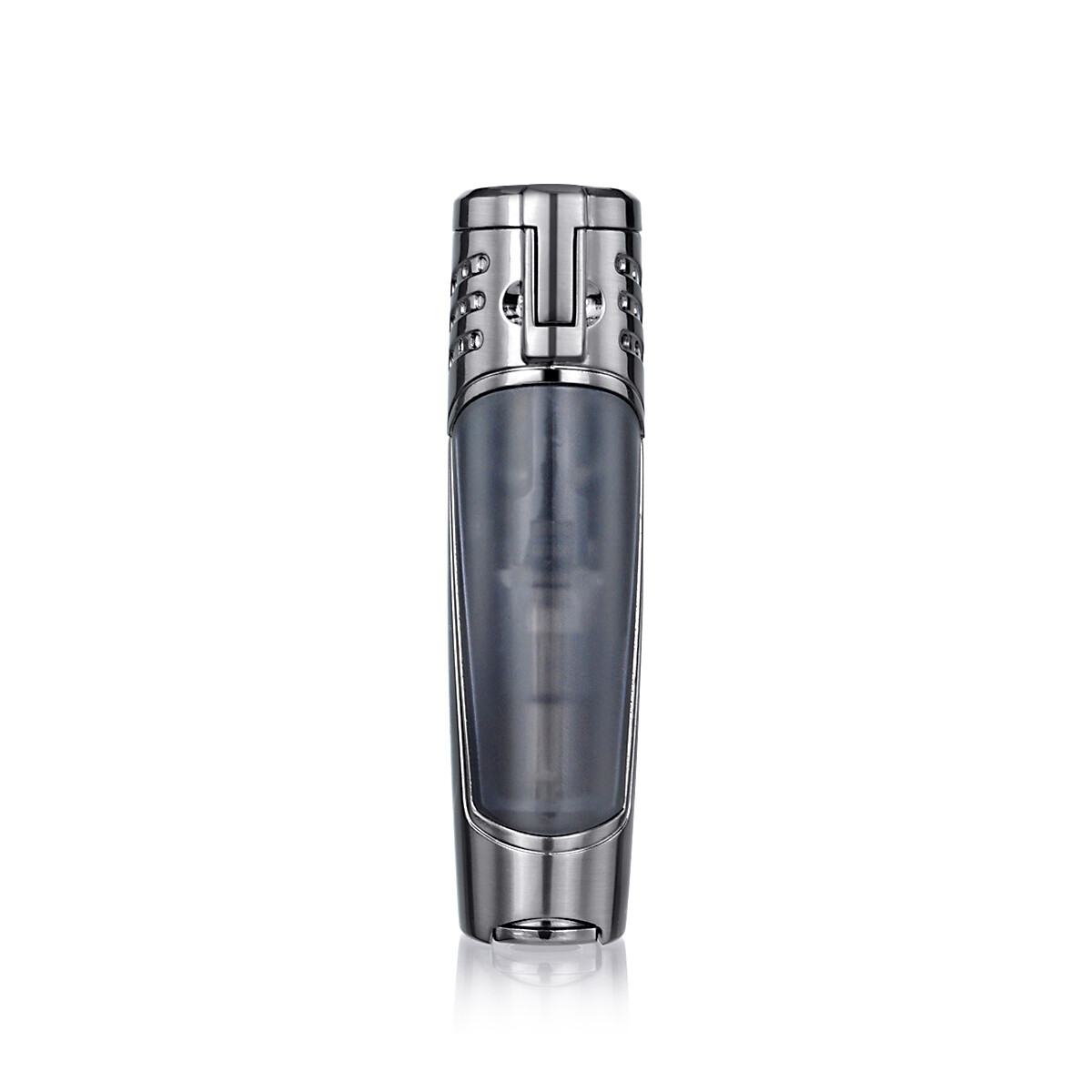 Gray 3 Jet Flame Cigar Lighters Butane Fluid Torch Refillable with punch no gas