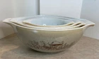 Vintage PYREX Forest Fancies Mushroom Cinderella Nesting Mixing Bowls Set of 4
