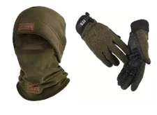NEW Tac Stay Warm and Protected: Fleece Hat,Scarf & Tac Gloves Army Green combo