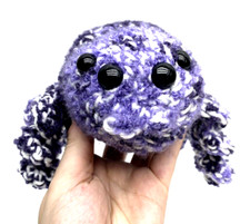 Crochet Yarn Stuffed Plush Amigurumi Jumping Spider Purple Squishy
