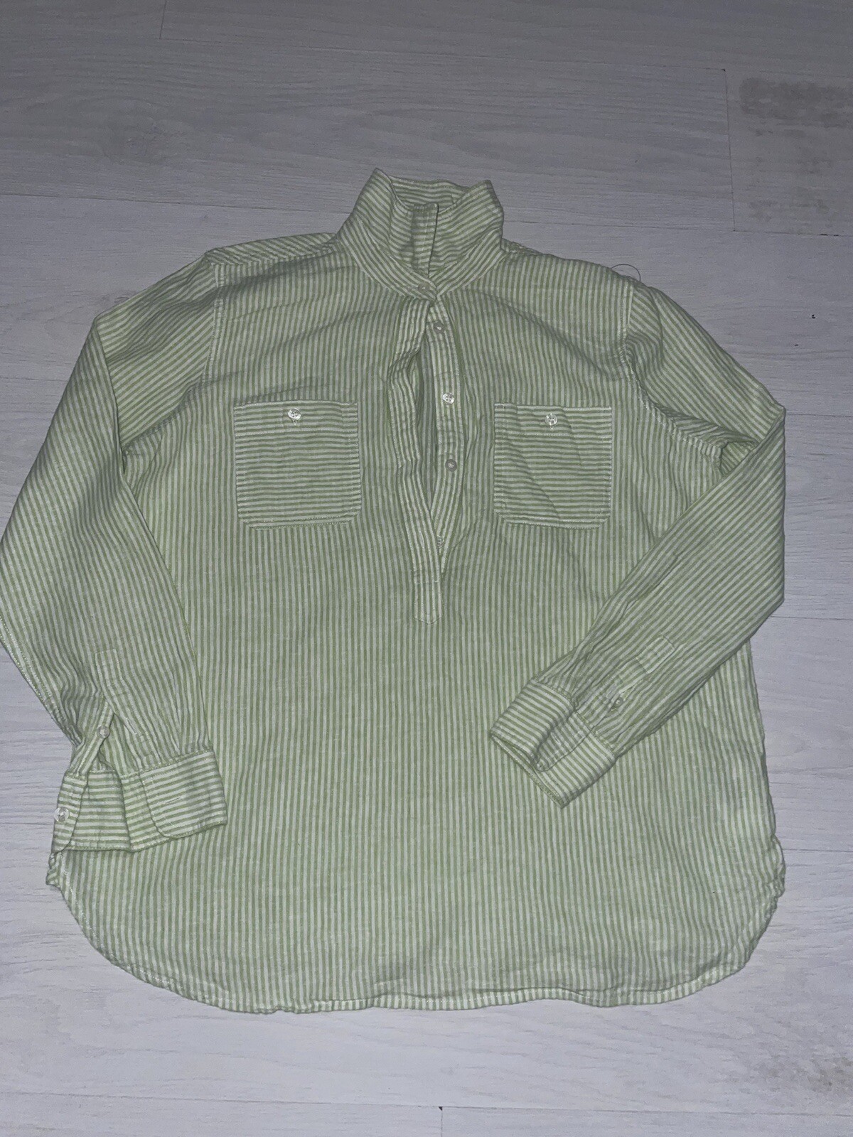 Chaps Ralph Lauren shirt womens large green checkered half buttoned long sleeve image 2
