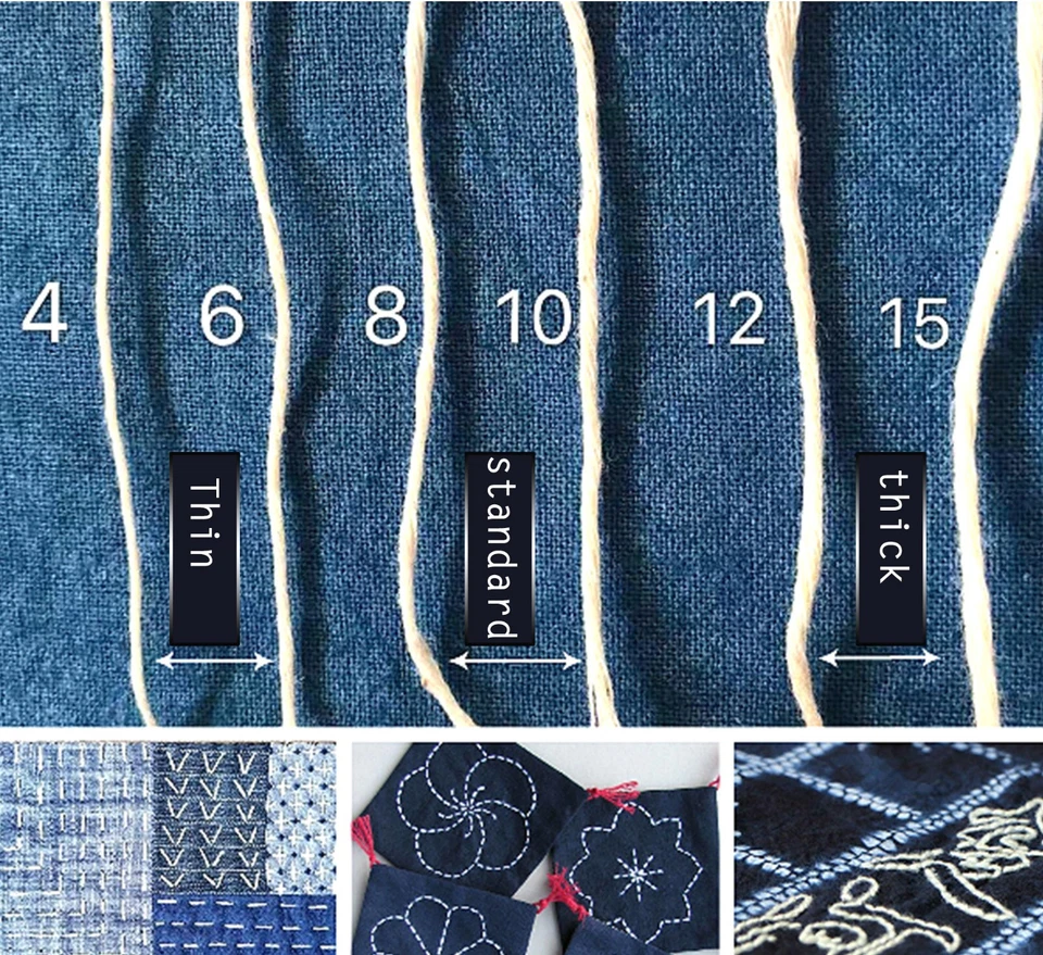 Stitching thread Embroidery Sashiko thick white cotton thread indigo crafts - Image 4 of 4