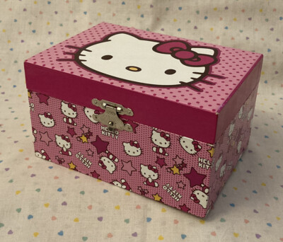 Sanrio Hello Kitty 2014 Pink & Stars Windup Musical Trinket Box