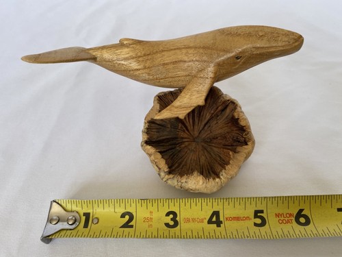 Carved Natural Wood Humpback Whale and Turtle Figurine Desktop Sculpture - Picture 8 of 16
