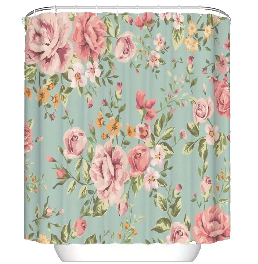 Cortinas de Ducha Floral Mezcla de algodón