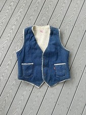 Vintage Orange Tab Levi’s Sherpa Denim Vest Size Large Made In USA