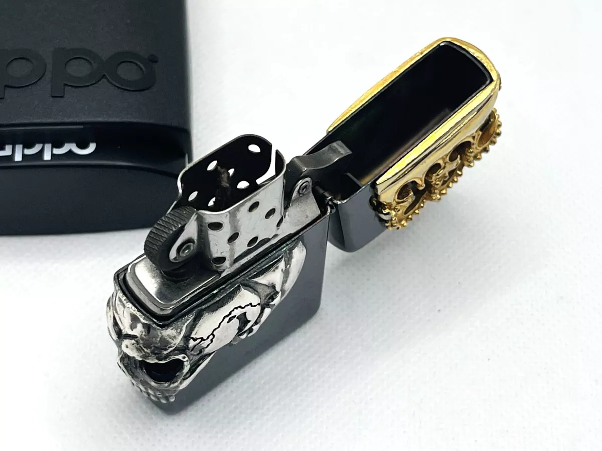 ZIPPO Limited Edition Beauty Beast 3D Side Skull King Crown Lighter Black / Gold