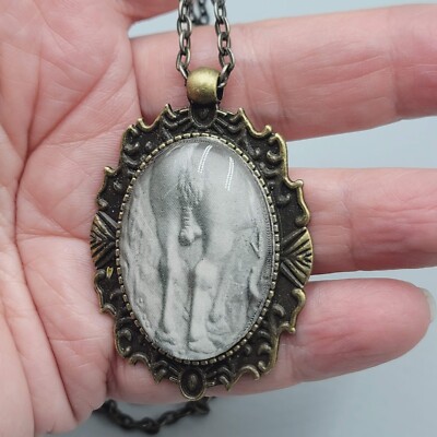 Horses Ass Jack Ass Artisan Glass Pendant Necklace Bronze tone Chain 24''