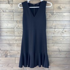 J.Crew 365 Womens Dress Sleeveless Ruffle Hem Vneck Back Zip Black Size 6