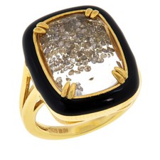Goldtone Sterling Silver, Colored Diamond Sha...