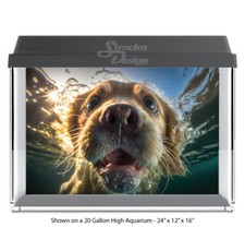 Beige Gold Cute Dog Polyester Fish Tank Glass Backdrop Aquarium Background