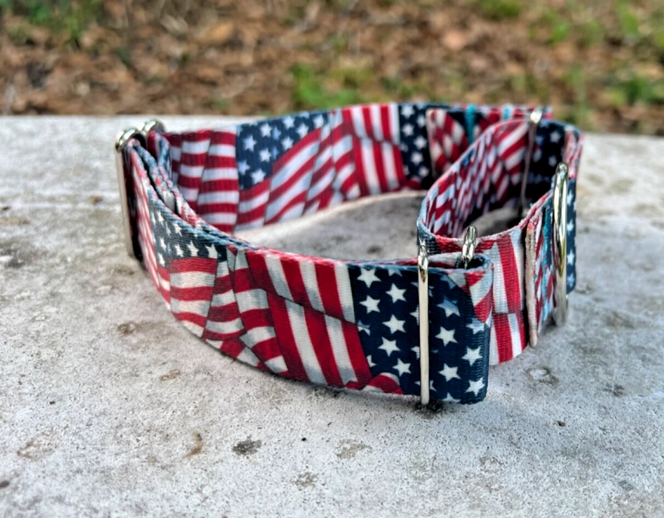 1.5" Wide American Flag Martingale Dog Collar - Patriotic Martingale Collar USA - Image 3 of 4