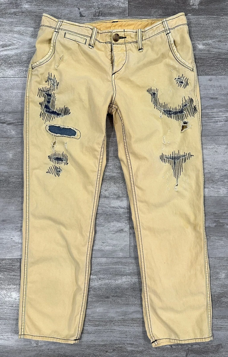 True Religion Jordan Jeans Womens Yellow Distressed Size 29”x28.5” Button  Fly | eBay