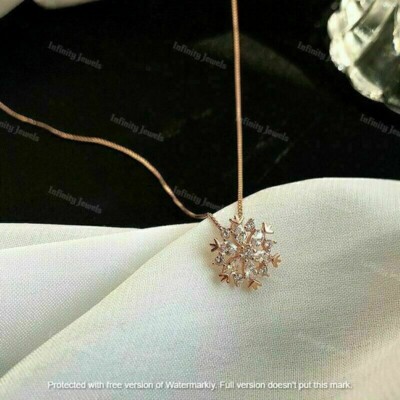 1Ct Round Cut VVS1 Diamond Snowflake Pendant 14K Yellow Gold Over 18'' Free Chain