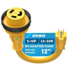 Kohree RV Adapter Plug 30 Amp to 15 Amp 110V, RV Power Electrical Adapter Cord 1