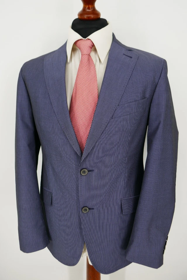 Carl Gross Anzug Gr.48 Schurwolle Baumwolle Blau Black Label Top Zustand - Bild 3 von 4