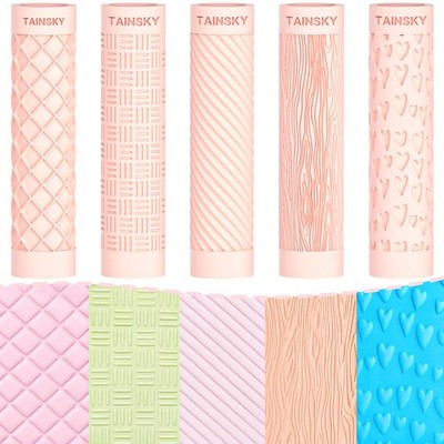 5 pcs Polymer Clay Texture Roller, Pottery Stamps for Polymer Clay Earrings J...