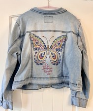 Upcycled American Rag Light Blue Denim Jacket with Custom Hand Painted Design