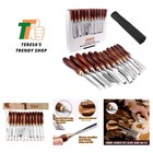 12-Piece Wood Chisel Set,CR-V 60 Steel Blades Straight Edge V Chisel Gouge Ca...