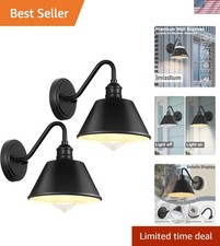 Stylish 8" Matte Black Gooseneck Barn Lights - Set of 2, Energy Efficient