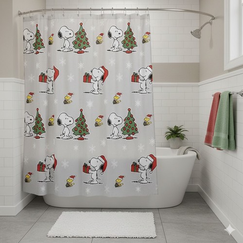 Snoopy Christmas Shower Curtainnull