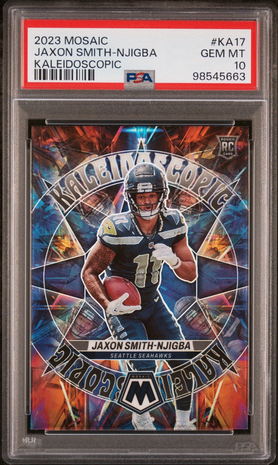 2023 Mosaic Kaleidoscopic Jaxon Smith-njigba SSP Rookie CASE HIT Seahawks PSA 10