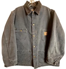 90s Vtg Carhartt C02 Blanket Lined Chore Coat Duck Canvas Workwear USA No Sz Tag