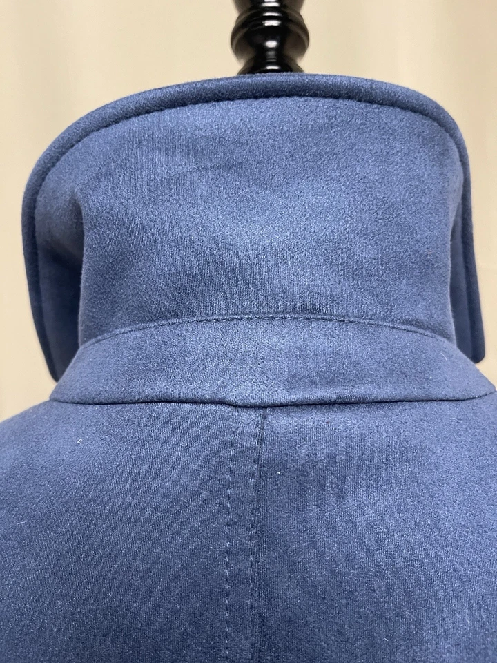 Jaqueta bombardeiro azul Express nova com etiquetas US$ 228 COURO CAMURÇA bolsos frontais com botão unissex - Imagem 3 de 4