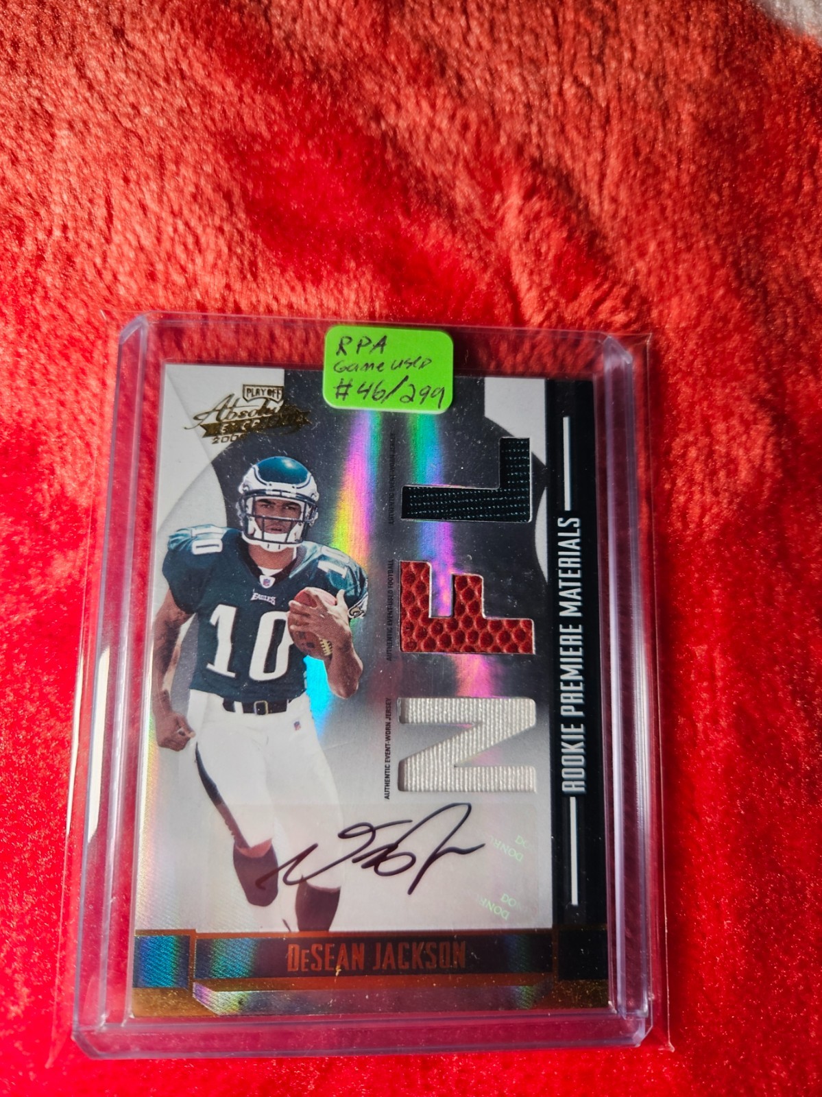 DeSean Jackson Playoff Absolute Memorabilia Rookie Premiere Materials #260 Autograph