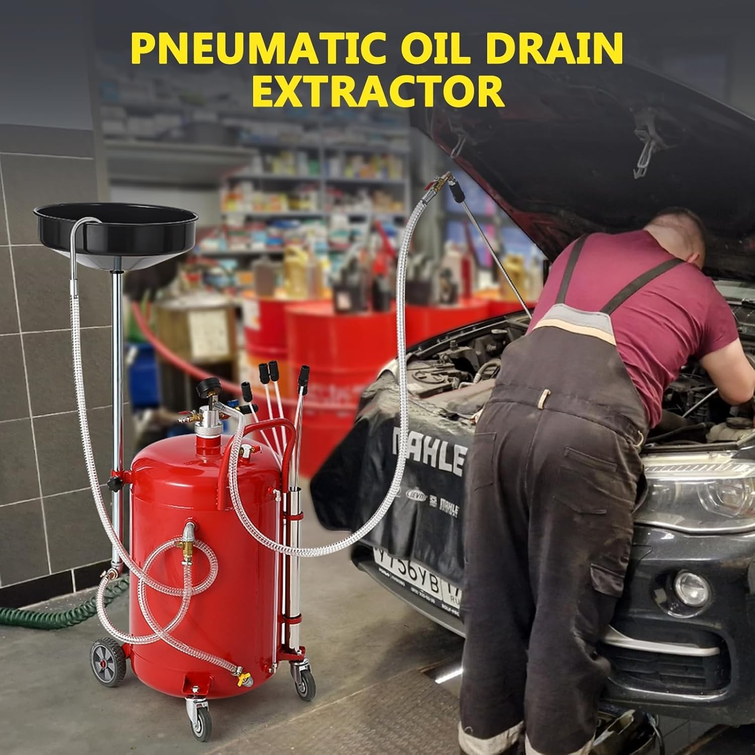 20 Gallon Waste Oil Drain Tank Pneumatic Oil Drainer Oil Extractor and Collector