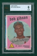 1959 Topps Baseball Card - #514 Bob Gibson RC, BVG 6 EXMT