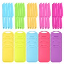 40 PCS Kids Cooking Utensils Safe Plastic Knives Cutting Board Set Toy