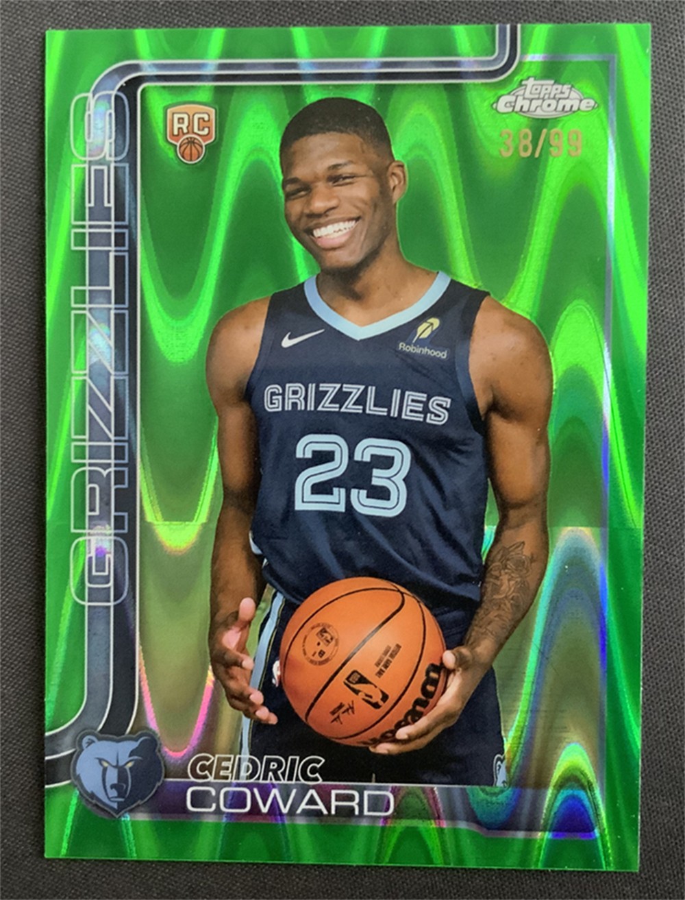 2025-26 Topps Chrome Cedric Coward #261 Green Raywave Refractor Rookie RC /99