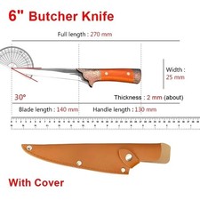 Stainless Steel Boning Knife Butcher Meat Cleaver Ultra Sharp BBQ-Fruit-Fish etc