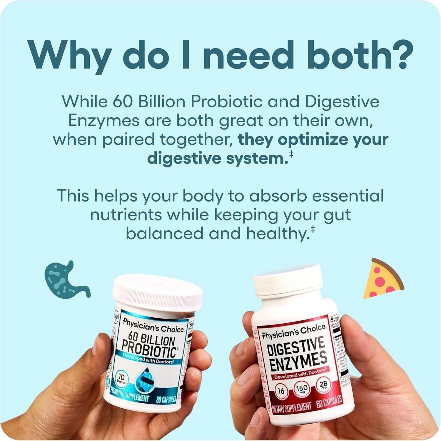 Physician's Choice 60 Billion Probiotic & Digestive Enzymes - Digestive Health